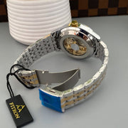 Full Skeleton Automatic Watch Two tone chain With Golden White ( N Design) image 3