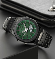 Original SKM World Time Watch Black with Green Dial image 0