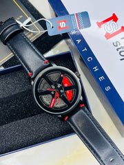 Original allroy rim Watch Black belt with red dial image 1