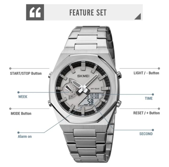 Original SKM World Time Watch Silver image 2