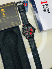 Original allroy rim Watch Black belt with red dial image 3