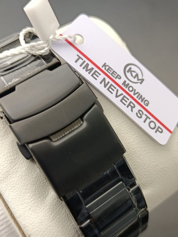 Keep Moving Transparent Glass Watch Black Colour image 2